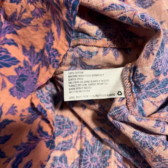 Universal Thread pink and blue floral print cotton shoulder-tie sleeveless top - Picture 5 of 5